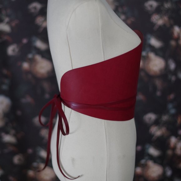 Dehanche Inspired Vachetta Leather Corset Belt with Thin Tie Straps - Picture 12 of 16